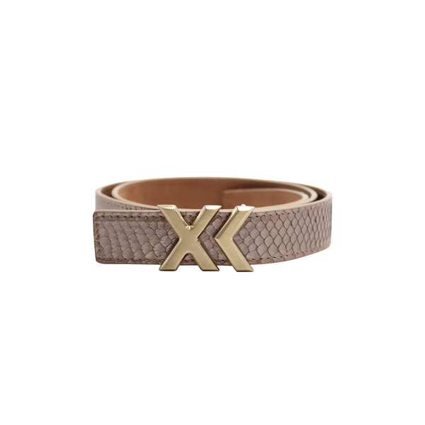 XK Mini Belt in Metallic Rose Gold Python