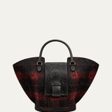 Abanico Large in Red Tartan/Black Leather