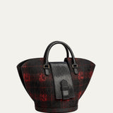 Abanico Large in Red Tartan/Black Leather