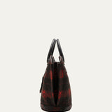 Abanico Large in Red Tartan/Black Leather