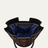 Abanico Large in Red Tartan/Black Leather