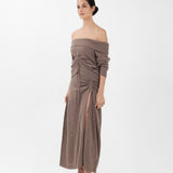 Cashmere Off-the-Shoulder Sweater in Sand