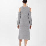 Off-the-Shoulder Cashmere Midi Dress in Gray