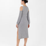Off-the-Shoulder Cashmere Midi Dress in Gray