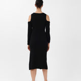 Off-the-Shoulder Cashmere Midi Dress in Black