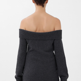 Cashmere Off-the-Shoulder Sweater in Gray