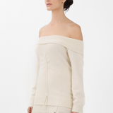 Cashmere Off-the-Shoulder Sweater in White