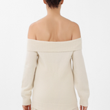 Cashmere Off-the-Shoulder Sweater in White