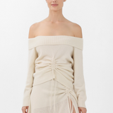 Cashmere Off-the-Shoulder Sweater in White