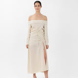 Cashmere Off-the-Shoulder Sweater in White