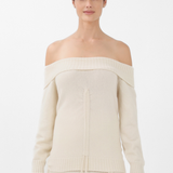 Cashmere Off-the-Shoulder Sweater in White