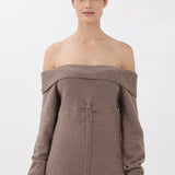 Cashmere Off-the-Shoulder Sweater in Sand