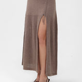 Cashmere Long Skirt in Sand