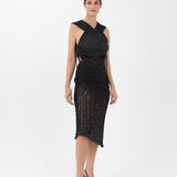 Luxe Ribbed Midi Skirt in Black