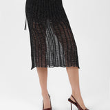 Luxe Ribbed Midi Skirt in Black