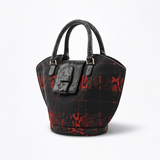 Abanico Large in Red Tartan/Black Leather