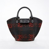 Abanico Large in Red Tartan/Black Leather