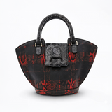 Abanico Large in Red Tartan/Black Leather