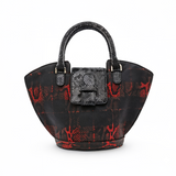 Abanico Large in Red Tartan/Black Leather