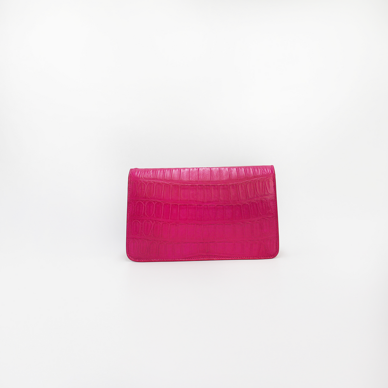 Le Clutch in Hot Pink Croc