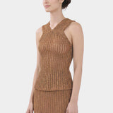 Luxe Ribbed Cross-Front Top in Gold