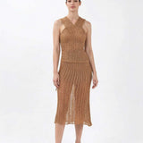 Luxe Ribbed Cross-Front Top in Gold