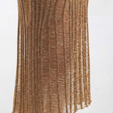 Luxe Ribbed Midi Skirt in Gold