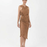 Luxe Ribbed Midi Skirt in Gold