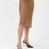 Luxe Ribbed Midi Skirt in Gold