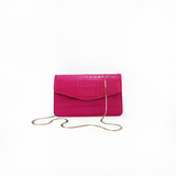 Le Clutch in Hot Pink Croc