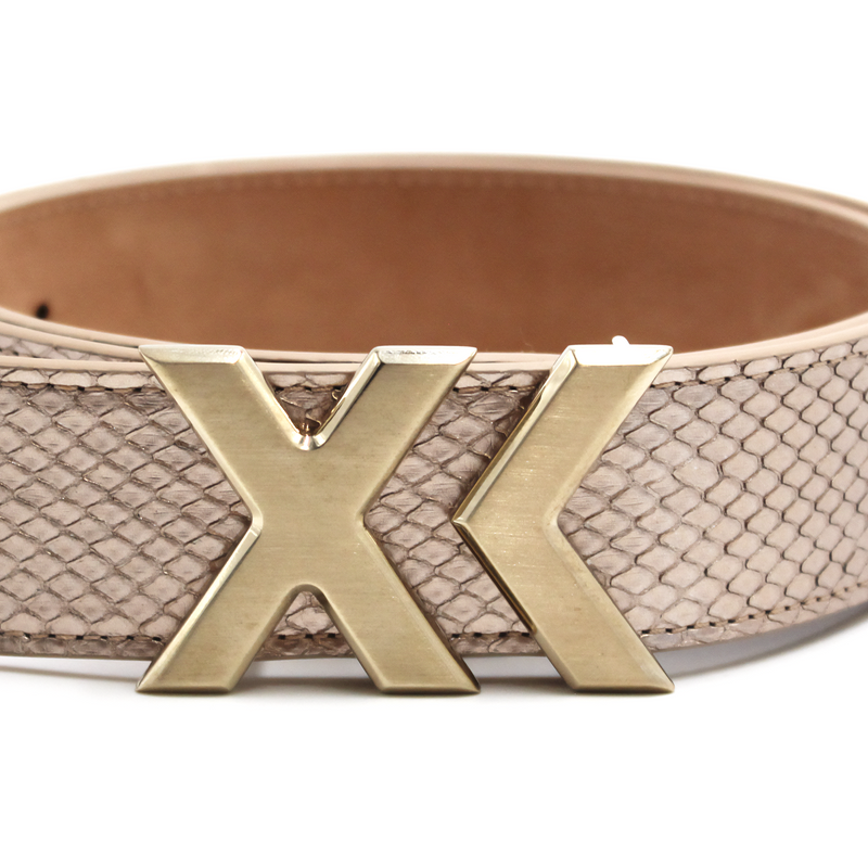 XK Belt in Metallic Rose Gold Python