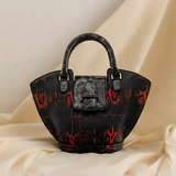 Abanico Large in Red Tartan/Black Leather