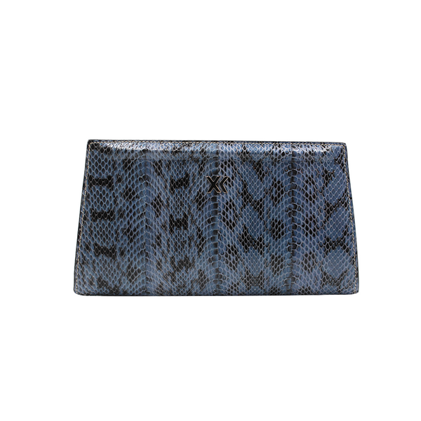 Ivy Clutch in Natural and Navy Water Snake