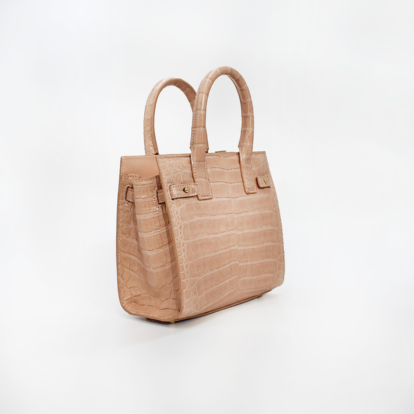 Le Tote Small in Pale Pink Croc