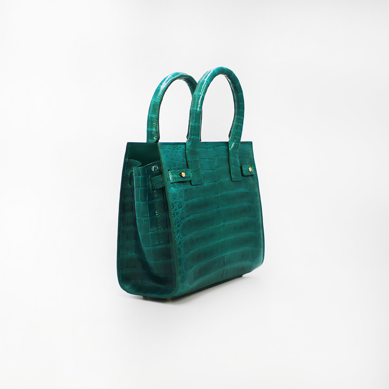 Le Tote Small in Green Croc