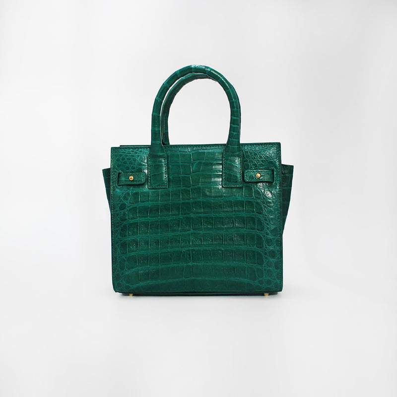 Le Tote Small in Green Croc