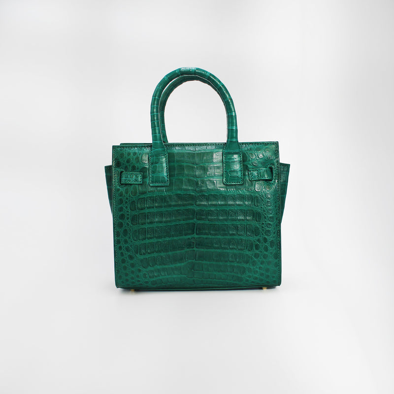 Le Tote Small in Green Croc