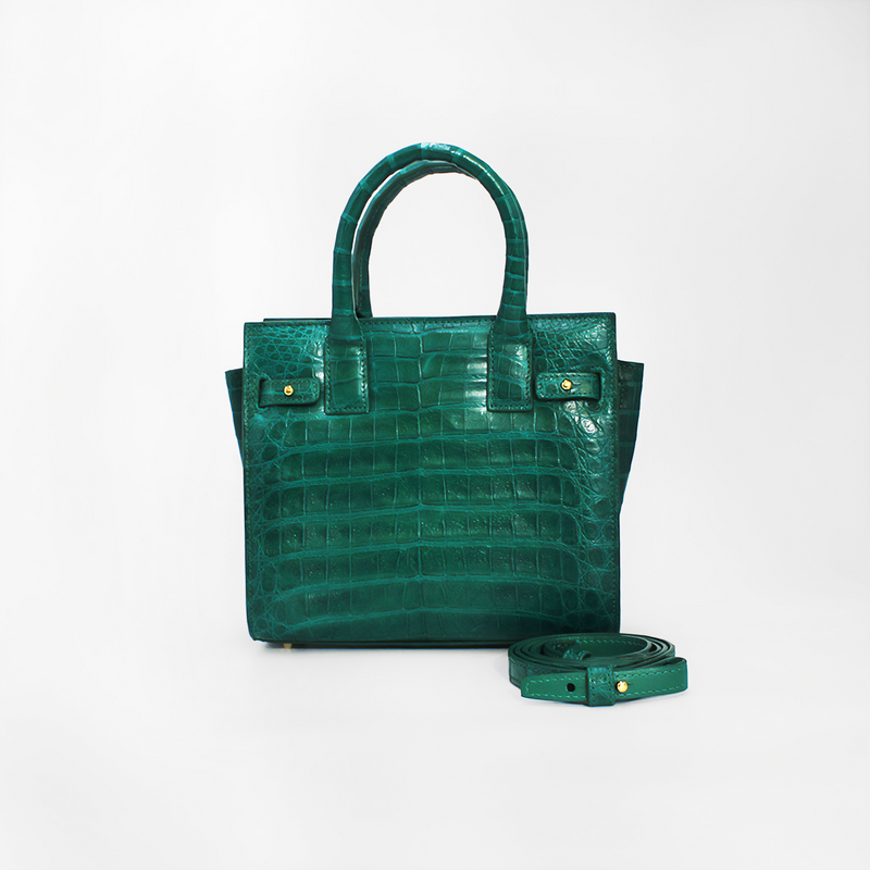 Le Tote Small in Green Croc