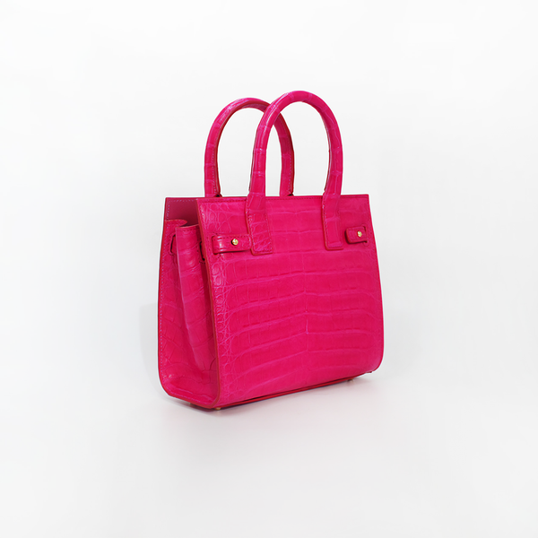 Le Tote Small in Hot Pink Croc