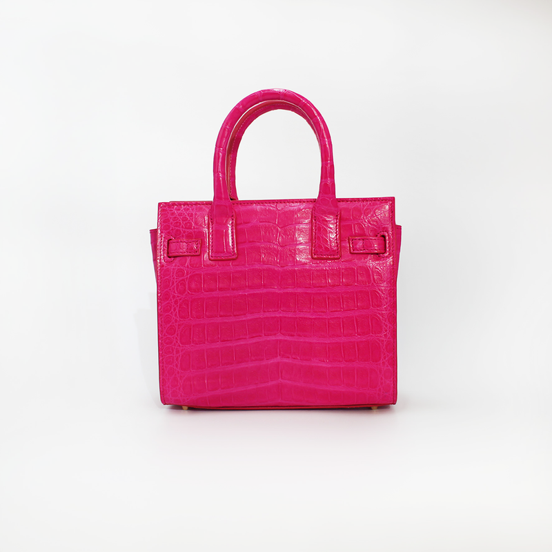 Le Tote Small in Hot Pink Croc