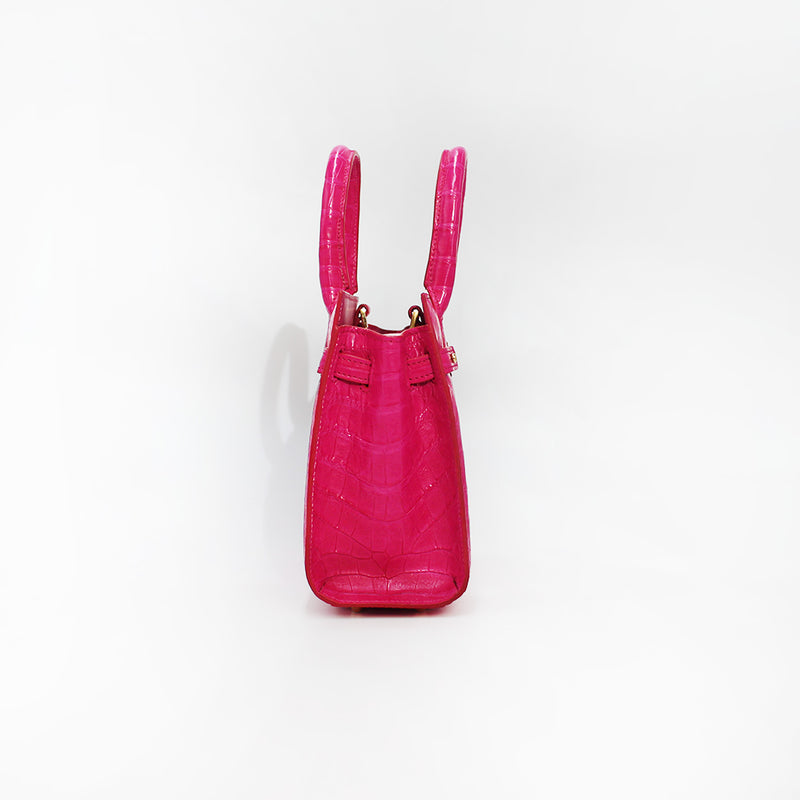 Le Tote Small in Hot Pink Croc