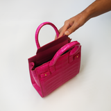 Le Tote Small in Hot Pink Croc