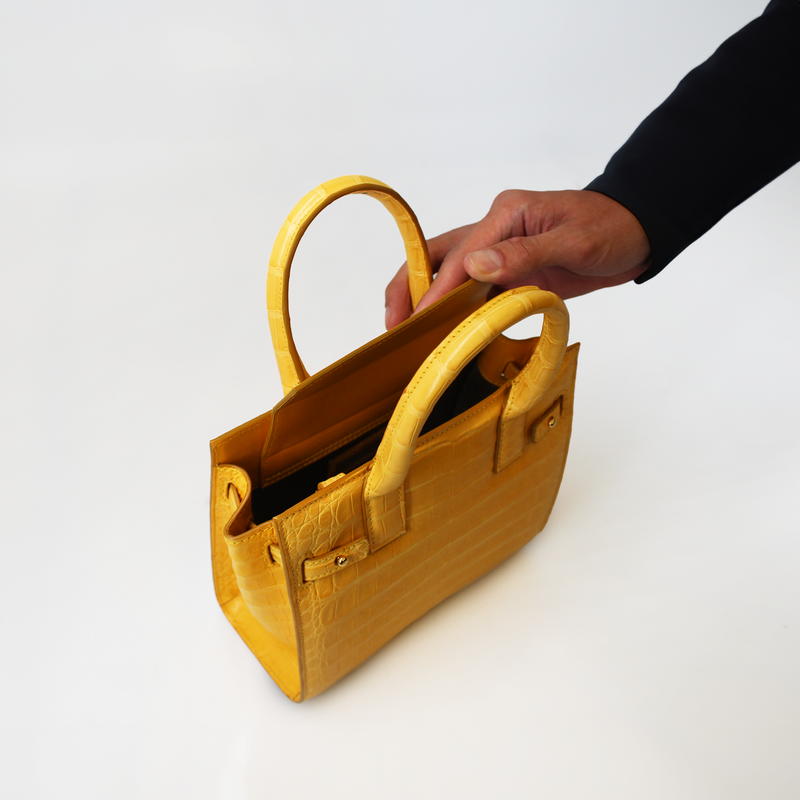 Le Tote Small in Yellow Croc