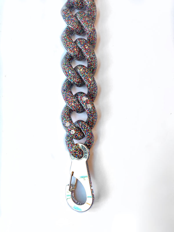 Acrylic Chain Chunky in Glitter w/Crystals