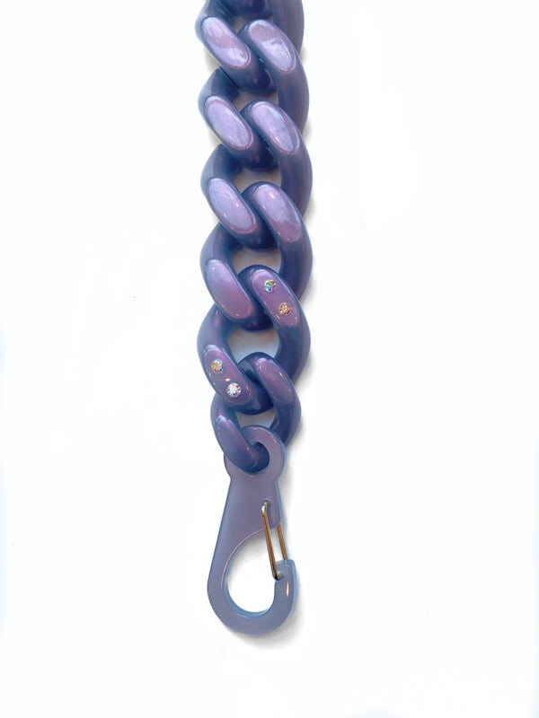 Acrylic Chain  Chunky  in Purple w/Crystals