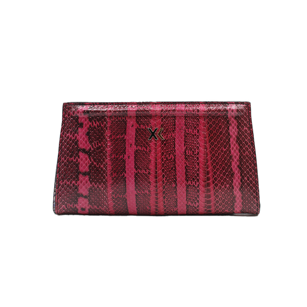 Ivy Clutch in Fuchsia and Terracotta Water Snake