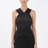 Luxe Ribbed Cross-Front Top in Black
