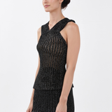 Luxe Ribbed Cross-Front Top in Black