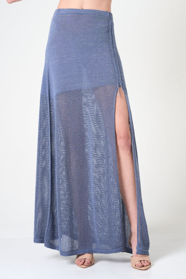 Luxe Long Skirt in Denim