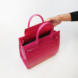 Le Tote Medium in Hot Pink Croc